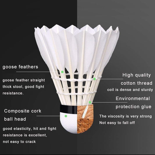 12-Pack Feather Badminton Shuttlecocks with Great Stability and Durability,Shuttlecock Indoor Outdoor Sports Hight Speed Training Badminton Birdie Balls