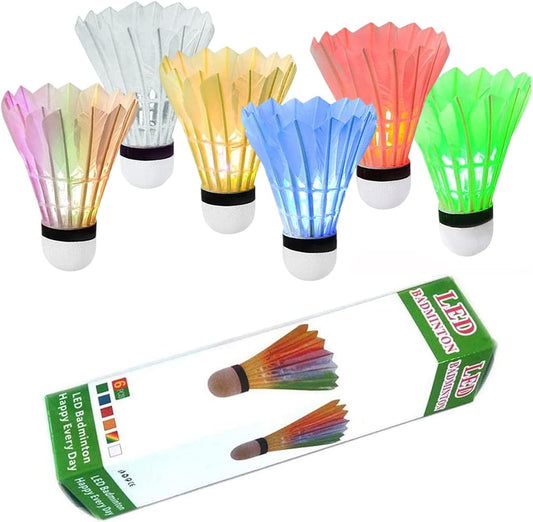 LED Shuttlecock Badminton Birdies,Colourful Shuttlecock Dark Night Nylon Plastic Goose Feather Glow Birdies Lighting Birdie Balls for Outdoor Indoor Sport Activities (4/5/6 PCS)