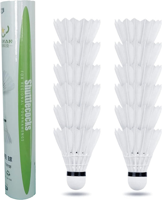 12-Pack Feather Badminton Shuttlecocks with Great Stability and Durability,Shuttlecock Indoor Outdoor Sports Hight Speed Training Badminton Birdie Balls