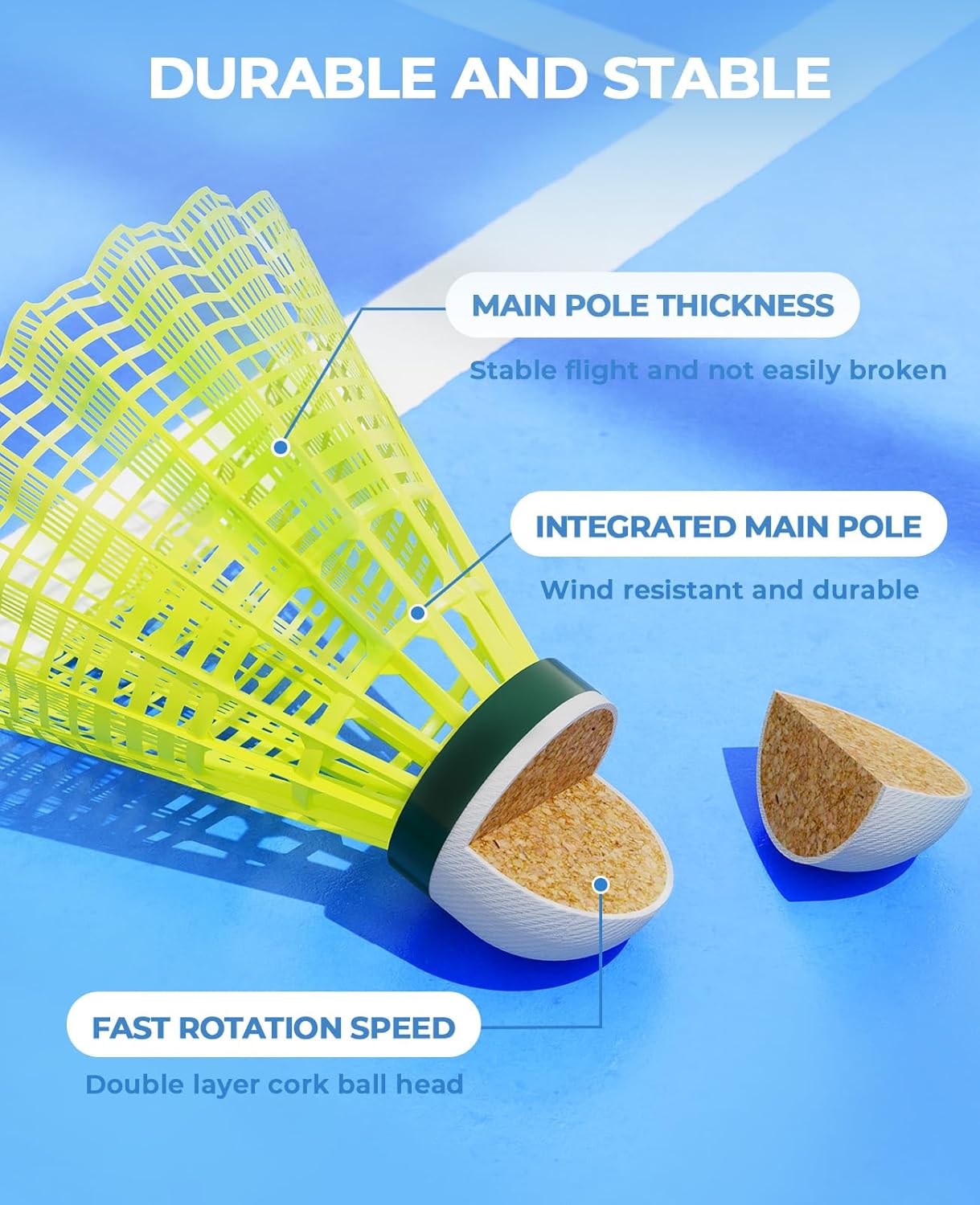 HIRALIY 24-Pack Badminton Shuttlecocks - Durable Nylon Birdies For Indoor & Outdoor Sports Training